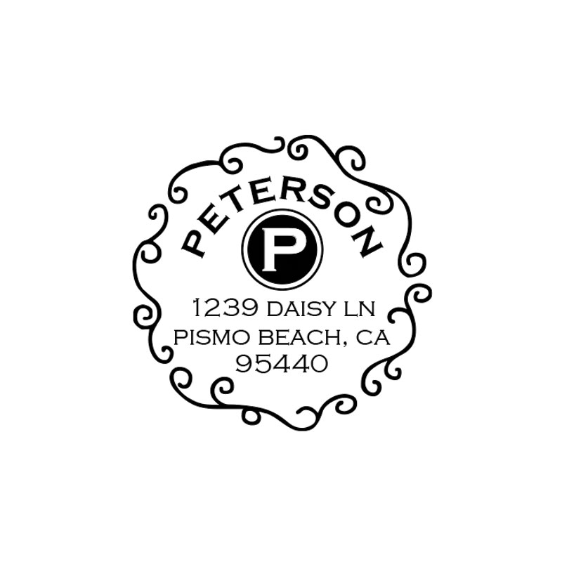 Custom Return Address Stamp - Self Inking Personalized Rubber Stamper -  Round Circular Design - Pre-Inked with Black Ink - for Wedding Invites