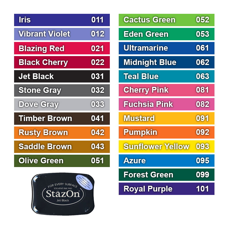 StazOn Ink Pad, Permanent Ink Pad, Many ink color options