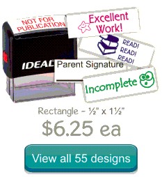 A whole new set of teacher rubber stamp choices, now on sale at RubberStampChamp.com.