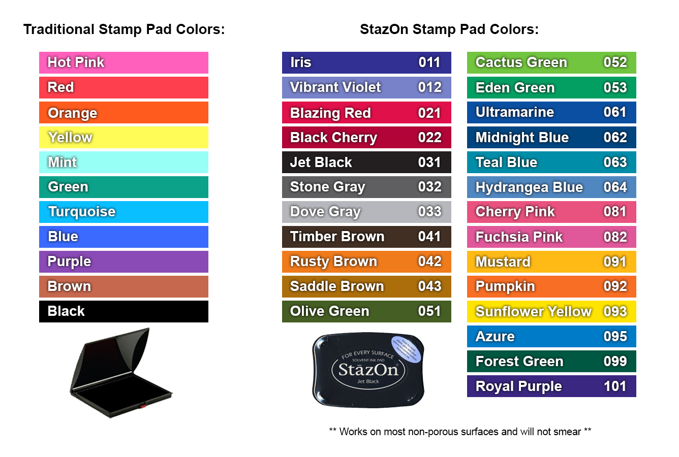 Stazon Ink Color Chart