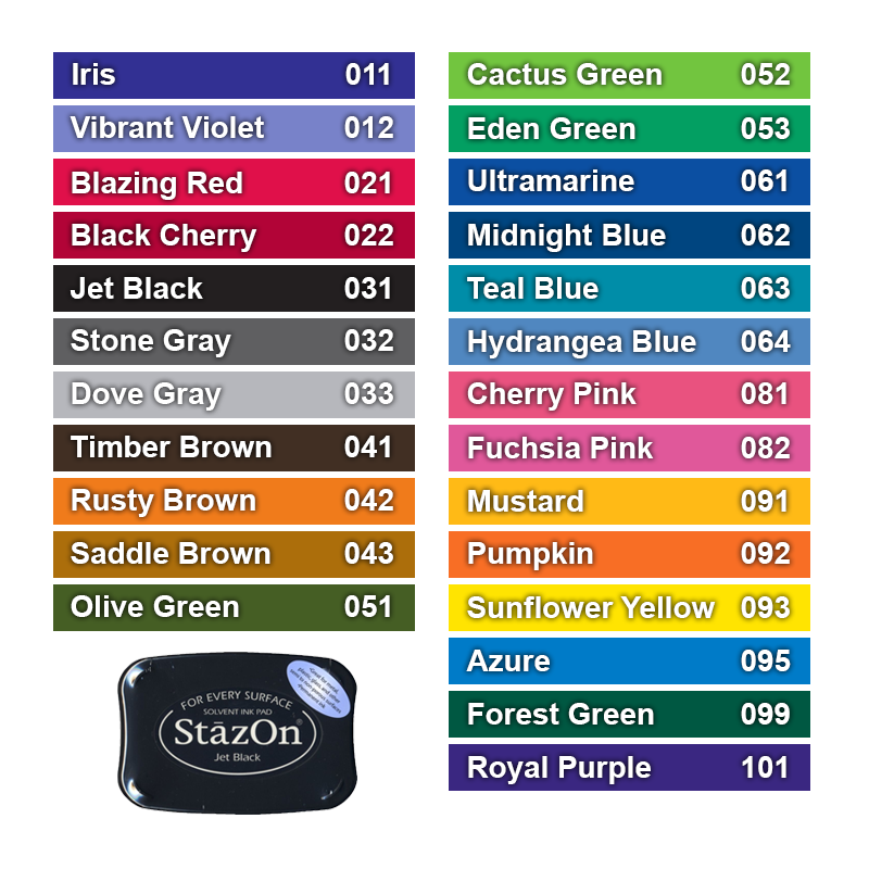 Versacolor Ink Pads Colour Chart