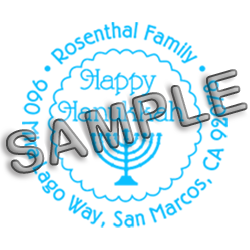 Hanukkah round monogram address stamp on 5 mount options. Hand stamp requires ink pad, not included. Fast & free shipping on orders $75 and over!
