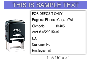 This Shiny 837 1st Checks Deposit custom stamp comes in black only! Refillable & durable. Impression size: 1-9/16" x 2". Free shipping over $75!