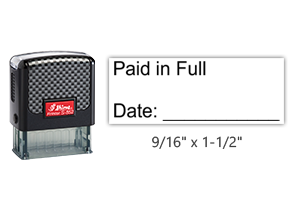 The Shiny 852 1st Checks Paid in Full stock stamp comes in black only! Refillable & durable. Impression size: 9/16" x 1-1/2". Free shipping over $75!