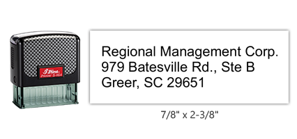 The Shiny 854 1st Checks Home Office address stock stamp comes in black only! Refillable & durable. Impression size: 7/8" x 2-3/8". Free shipping over $75!