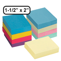 This 1-1/2" x 2" adhesive note 12 pack comes in 3 different color bundles, including yellow, pastel and bright! Fast and free shipping on orders over $45!