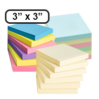 This 3" x 3" adhesive note 12/24 pack comes in 3 different color bundles, including yellow, pastel and bright! Fast and free shipping on orders over $45!