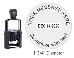 Create a round 1-3/4" self-inking dater with 4 lines of your own text. Choose from 11 ink colors or a 2-color pad option. Fast & free shipping over $45.