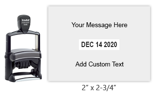 Personalize 8 lines of text on this 2" x 2-3/4" self-inking date stamp. Choose from 11 ink colors or a 2-color pad option. Orders over $45 ship free.