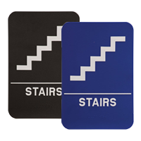 This ADA compliant Stairs sign is 6” x 9” and is 1/8” thick. Comes in blue/black background w/ white engraved letters. Free shipping on orders over $75.