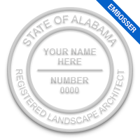This professional landscape architect embosser for the state of Alabama adheres to state regulations and provides top quality impressions.
