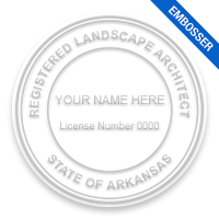 This professional landscape architect embosser for the state of Arkansas adheres to state regulations and provides top quality impressions.