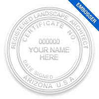 This professional landscape architect embosser for the state of Arizona adheres to state regulations and provides top quality impressions.