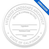 This professional landscape architect embosser for the state of California adheres to state regulations and provides top quality impressions.