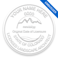 This professional landscape architect embosser for the state of Colorado adheres to state regulations and provides top quality impressions.