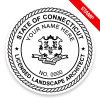 This professional landscape architect stamp for the state of Connecticut adheres to state regulations and provides top quality impressions. Orders over $75 ship free.