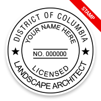 This professional landscape architect stamp for the state of District of Columbia adheres to state regulations & provides top quality impressions.