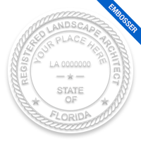 This professional landscape architect embosser for the state of Florida adheres to state regulations and provides top quality impressions.