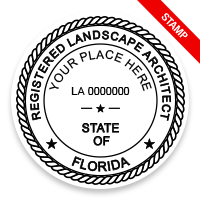 This professional landscape architect stamp for the state of Florida adheres to state regulations & provides top quality impressions. Orders over $75 ship free.