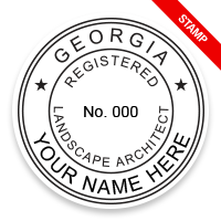 This professional landscape architect stamp for the state of Georgia adheres to state regulations & provides top quality impressions. Orders over $75 ship free.