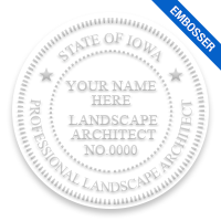 This professional landscape architect embosser for the state of Iowa adheres to state regulations and provides top quality impressions.