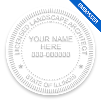 This professional landscape architect embosser for the state of Illinois adheres to state regulations and provides top quality impressions.