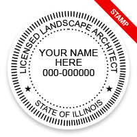 This professional landscape architect stamp for the state of Illinois adheres to state regulations and provides top quality impressions. Orders over $75 ship free.
