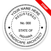 This professional landscape architect stamp for the state of Indiana adheres to state regulations & provides top quality impressions. Orders over $75 ship free.