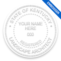 This professional landscape architect embosser for the state of Kentucky adheres to state regulations and provides top quality impressions.