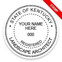 This professional landscape architect stamp for the state of Kentucky adheres to state regulations & provides top quality impressions. Orders over $100 ship free.