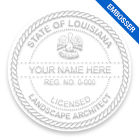 This professional landscape architect embosser for the state of Louisiana adheres to state regulations and provides top quality impressions.
