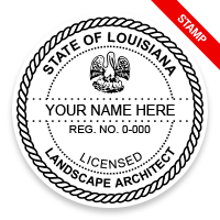 This professional landscape architect stamp for the state of Louisiana adheres to state regulations & provides top quality impressions.