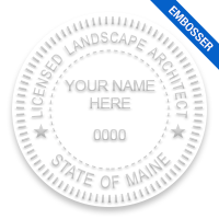This professional landscape architect embosser for the state of Maine adheres to state regulations and provides top quality impressions.
