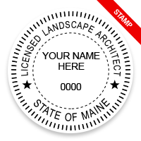 This professional landscape architect stamp for the state of Maine adheres to state regulations & provides top quality impressions. Orders over $75 ship free.