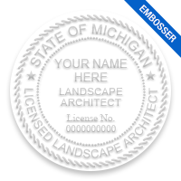 This professional landscape architect embosser for the state of Michigan adheres to state regulations and provides top quality impressions.