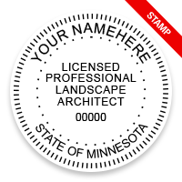 This professional landscape architect stamp for the state of Minnesota adheres to state regulations and provides top quality impressions.