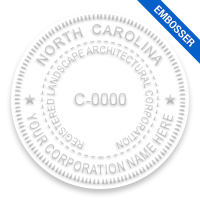 This professional corporate landscape architect embosser for the state of North Carolina adheres to state regulations and provides top quality impressions.
