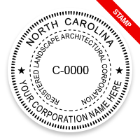 This professional corporate landscape architect stamp for the state of North Carolina adheres to state regulations and provides top quality impressions.