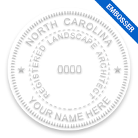 This professional landscape architect embosser for the state of North Carolina adheres to state regulations and provides top quality impressions.