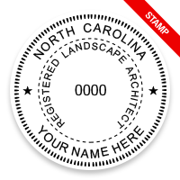 This professional landscape architect stamp for the state of North Carolina adheres to state regulations and provides top quality impressions.