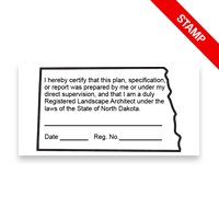 This professional landscape architect certification stamp for the state of North Dakota adheres to state regulations & provides top quality impressions.