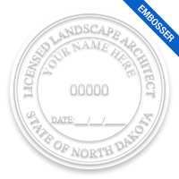 This professional landscape architect embosser for the state of North Dakota adheres to state regulations and provides top quality impressions.