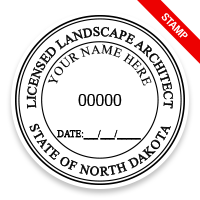 This professional landscape architect stamp for the state of North Dakota adheres to state regulations and provides top quality impressions.