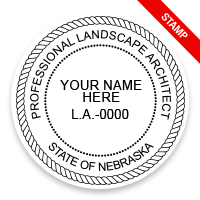 This professional landscape architect stamp for the state of Nebraska adheres to state regulations & provides top quality impressions. Orders over $75 ship free.