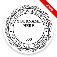 This professional landscape architect stamp for the state of New Hampshire adheres to state regulations and provides top quality impressions.