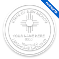 This professional landscape architect embosser for the state of New Mexico adheres to state regulations and provides top quality impressions.