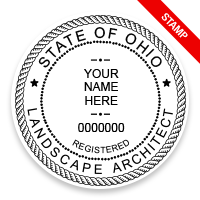 This professional landscape architect stamp for the state of Ohio adheres to state regulations & provides top quality impressions. Orders over $75 ship free.