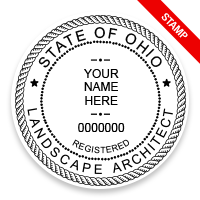 This professional landscape architect stamp for the state of Ohio adheres to state regulations & provides top quality impressions. Orders over $100 ship free.