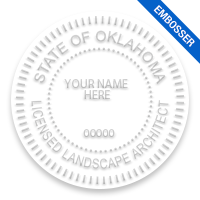 This professional landscape architect embosser for the state of Oklahoma adheres to state regulations and provides top quality impressions.