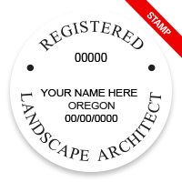 This professional landscape architect stamp for the state of Oregon adheres to state regulations and provides top quality impressions. Orders over $75 ship free.